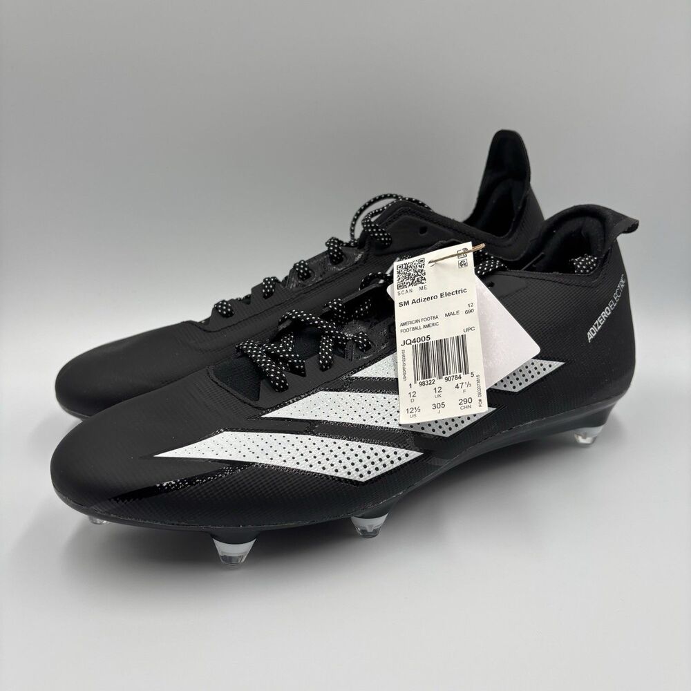 Size 12.5 Adidas Adizero Electric Football Detachable Cleats Black White JQ4005